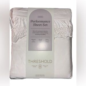 Queen Size 400 Thread Count Performance Bed Sheet Set Eyelet Ruffle Trim Cotton